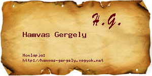 Hamvas Gergely névjegykártya